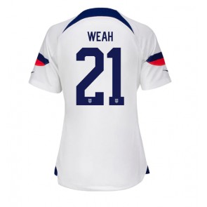 Förenta staterna Timothy Weah #21 kläder Kvinnor VM 2022 Hemmatröja Kortärmad